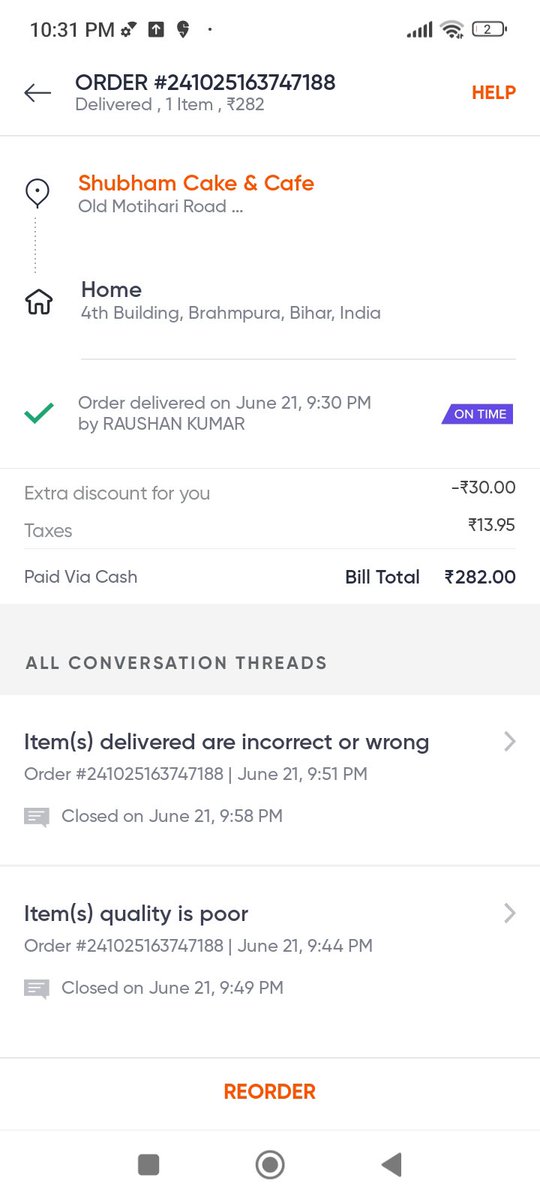 PriyaRa82084087's tweet photo. @SwiggyCares @Swiggy Order #241025163747188 https://t.co/re44fupomL