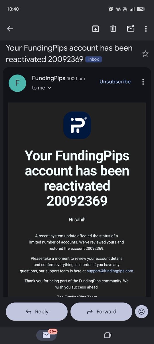 007007Gupta's tweet photo. Early stopped out issue occurred 
And resolved within 24 hrs 
Kudos to the @fundingpips and @Khldfx 
Thank you so much ❤️❤️🫂 https://t.co/YDC8Opbnqp