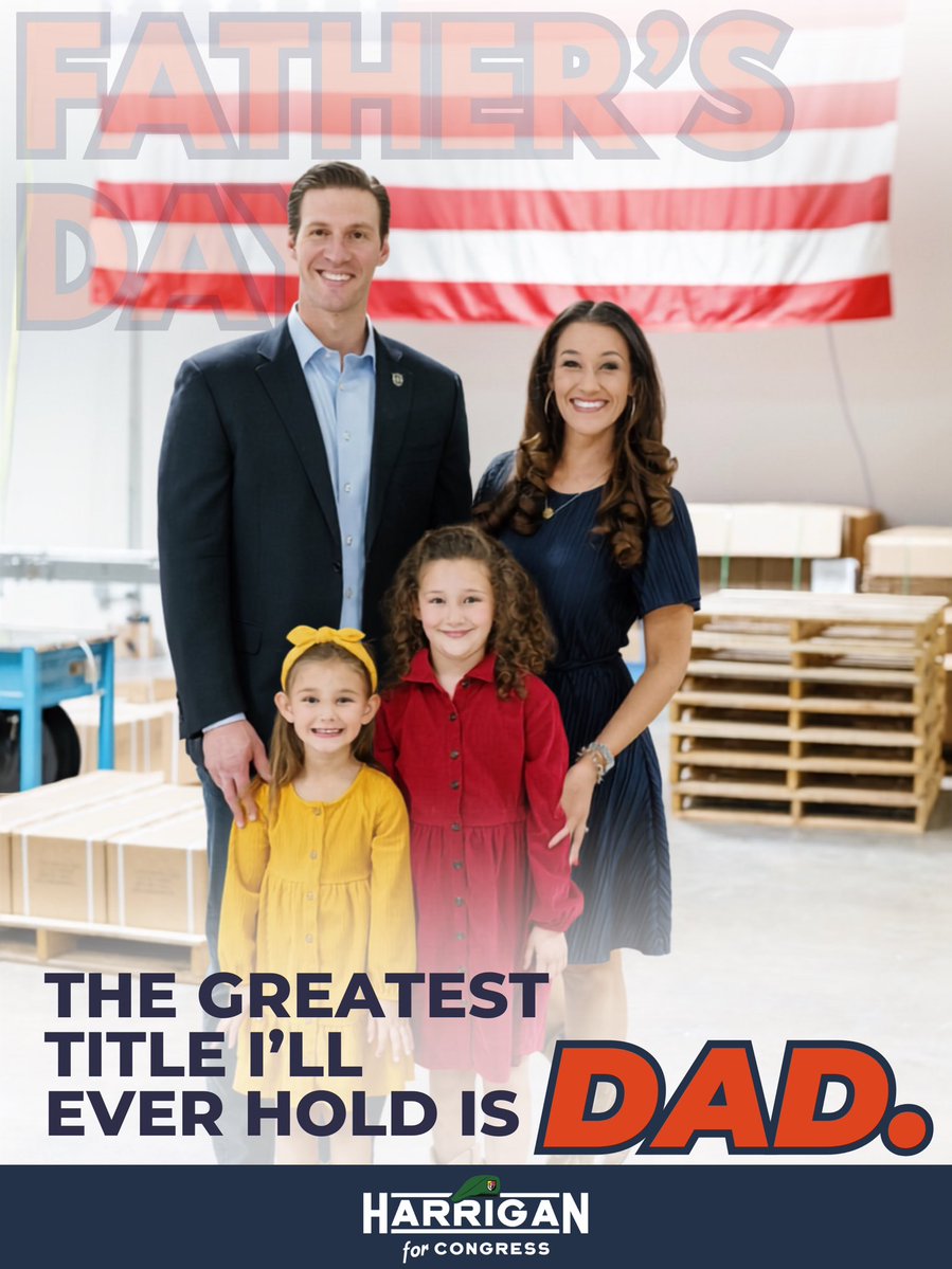 PatHarriganNC's tweet photo. I’ve been blessed with many opportunities in life, to serve my country, build a business, and represent North Carolina in Congress. But none of them compare to being a father.

Happy Father’s Day to all the dads who show up every day, lead their families with faith and purpose, and set the example for the next generation. God bless you and your families.