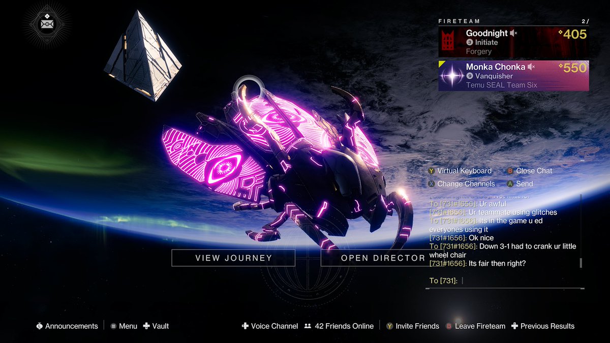 bigchonking's tweet photo. destiny 2👍 (the “glitch” hes referring to is the scorch shit with the PoH armor) https://t.co/CofP3YwlPa
