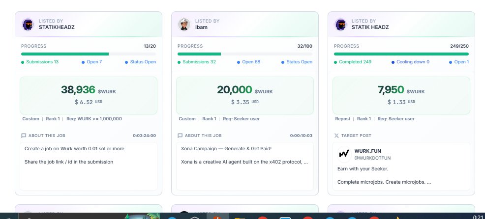 searchtoken's tweet photo. Exploring a Web3 platform that rewards $WURK tokens for completing simple tasks. Tokens can reportedly be swapped for SOL or USDC.

Still DYOR and check risks before using any platform.
https://t.co/ftAz5QVegk https://t.co/IGmgWoTnw5