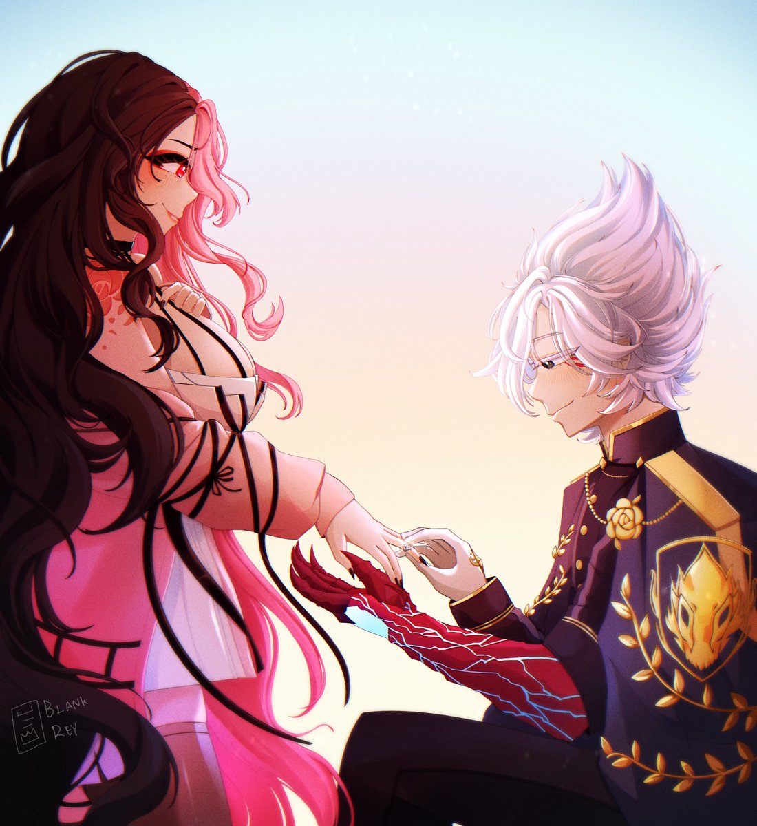 Soldi3rOfD's tweet photo. To the one I will spend my life with @RoseValentinaVT and I are now engaged, I love her with all my heat and know she is the one, she makes me laugh, happy, and helps and looks after me, I promise to love and look after you for the rest of my life.

🎨: @Blank__Rey 
#Soldiart #Vtuber #Vtubers

I love when you get excited and giggle, seeing you happy makes me happy, you also need someone to take care of and look after you (and stop you form doing stupid things that will get you hurt)

You are my princess and I love being with you, and I will make sure that nothing will keep us apart, I'll make sure we have a happy and loving life together.

I love you Rose