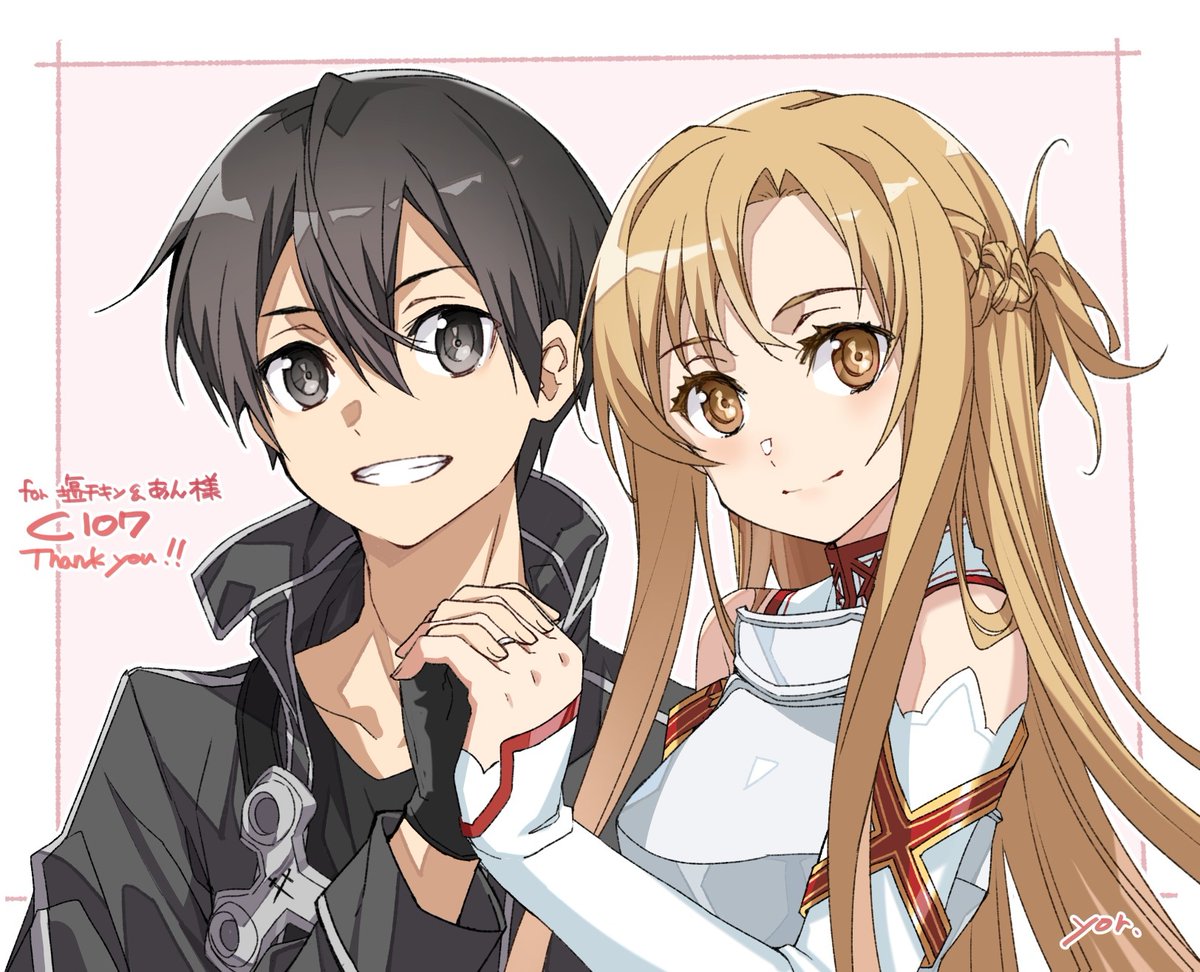 siochicken410's tweet photo. yor(@yor720)さんに描いていただきました
ありがとうございます‹‹\(´ω` )/››
今回は王道のアインクラッド🖤❤️
密着度高い手の握り方が尊いぃ…… https://t.co/pVDezMmH6p
