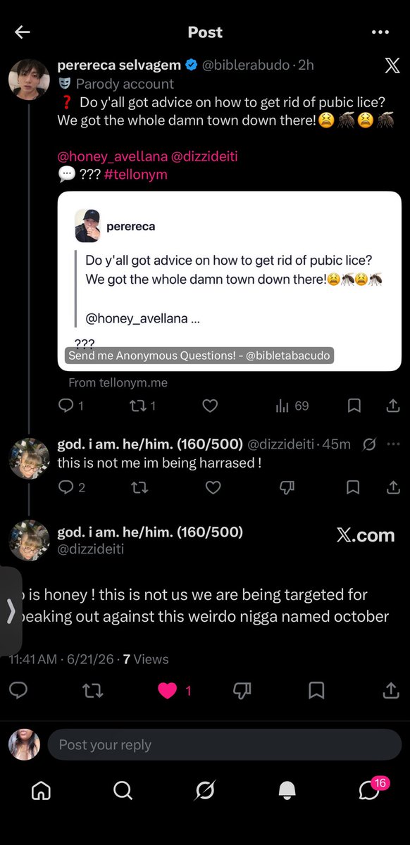 honey_avellana's tweet photo. Dizzi and myself were tagged in this tellonym for spreading awareness under parody/vanilla accounts. We each do not have a tellonym nor do we spread racial epithets, spew death threats and violent verbiage. That goes against and violates my integrity and moniker. https://t.co/MiqmkOnI0o