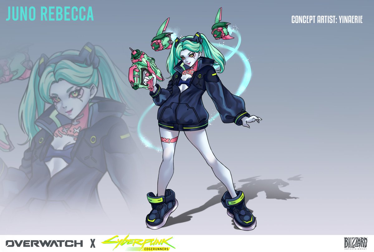 yinaerie's tweet photo. Juno as Rebecca from Cyberpunk skin concept!!
#OverwatchFanart #Overwatch https://t.co/trvvyxyJk2
