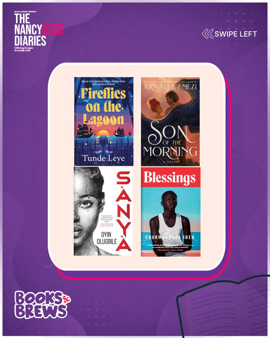 Booksandbrewsng's tweet photo. If @NancyIsime678 can host mega stages, juggle blockbuster sets, AND still clear 300-page books back to back — what's your excuse? first edition of our profile series is here: The Nancy Diaries. swipe to see her exact bookshelf and fix your TBR this month https://t.co/yLruvDb9Qz