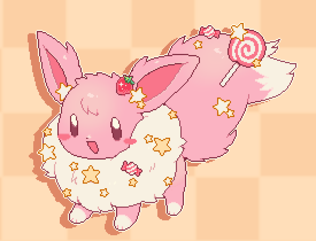 plushpon's tweet photo. poyo! eevee 🍭⭐🍰 https://t.co/GCxk50WepS