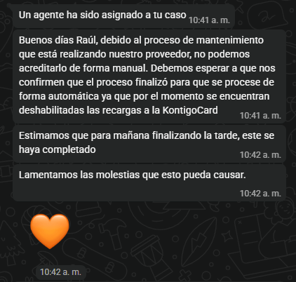 RaulW6's tweet photo. @AdferDev @kontigo_app Esto fue lo que me informaron por WhatsApp: https://t.co/lEkQ6qZ2v8