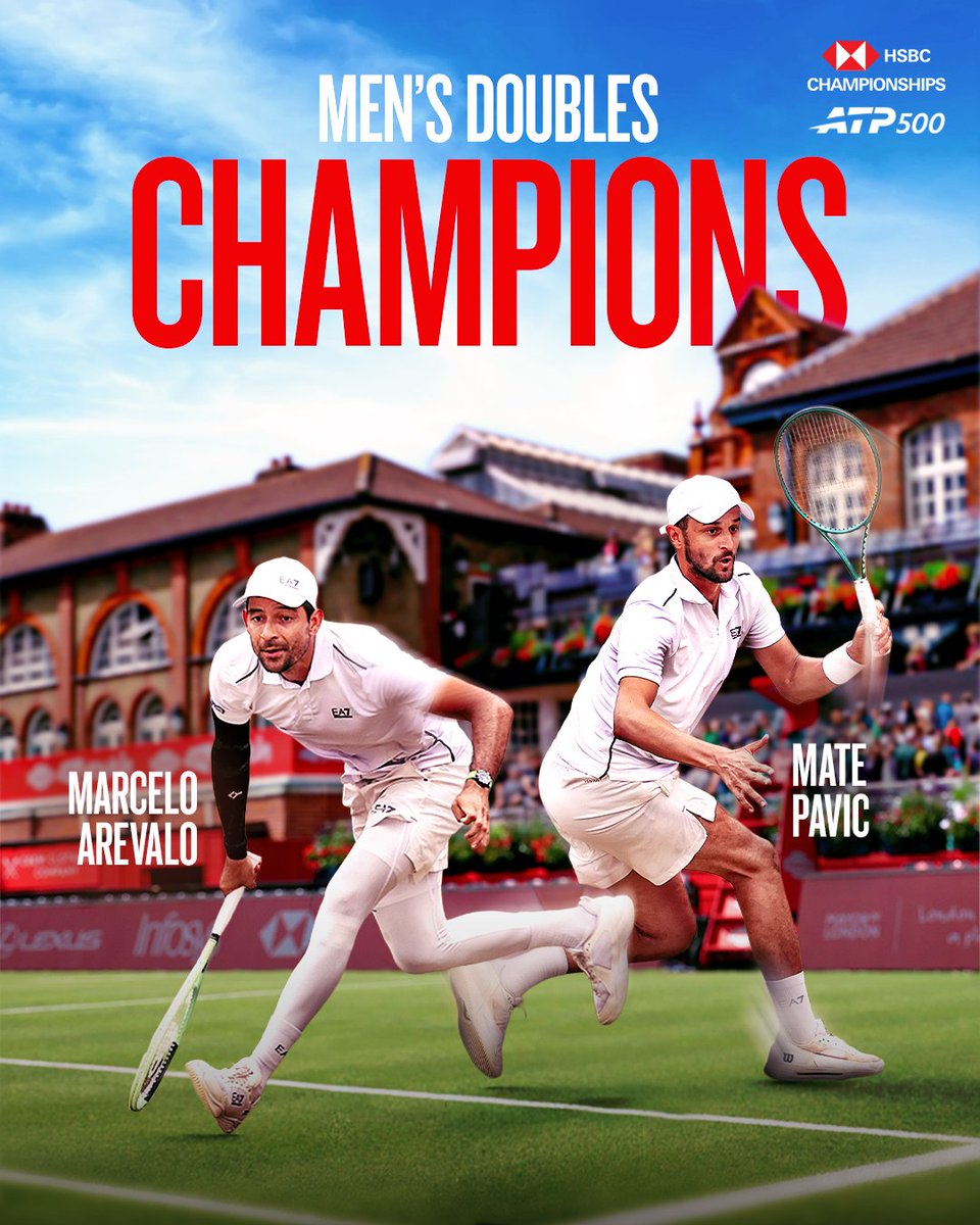 QueensTennis's tweet photo. Marcelo Arevalo and Mate Pavic are your Men's Doubles Champions 🏆

#HSBCChampionship https://t.co/eHLTJsW8hE