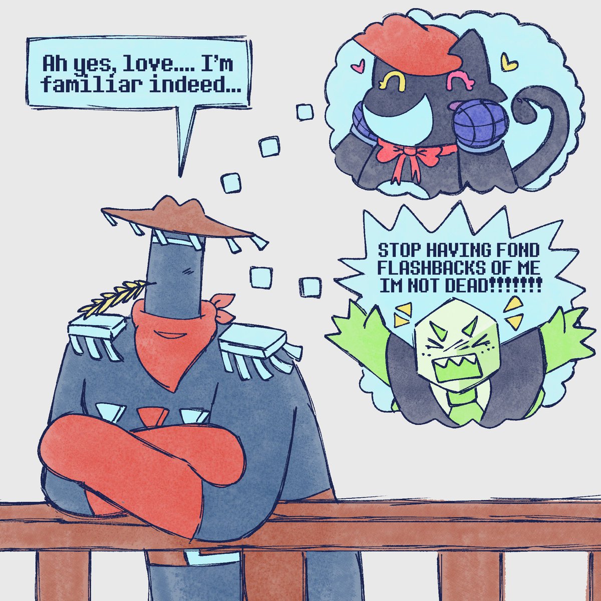 shokolandish's tweet photo. sometimes i imagine jongler in a cowboy movie going on cool adventures and it always thinks of the other two and tries to be careful cuz they're waiting for it at home. or something #miketwt #polymikes #jongler https://t.co/HyS5jpkejP