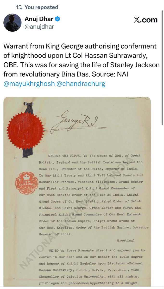 alok_bhatt's tweet photo. Ladies and gentlemen, this is the stooge of Gandhi parivaar. He and all his colleagues in Cong are trying to project as if road was named after Suharawardy for some public service; when in reality it was granted after he saved a Brit after throwing a revolutionary to them. Typical congi dalaal harkat by kheera