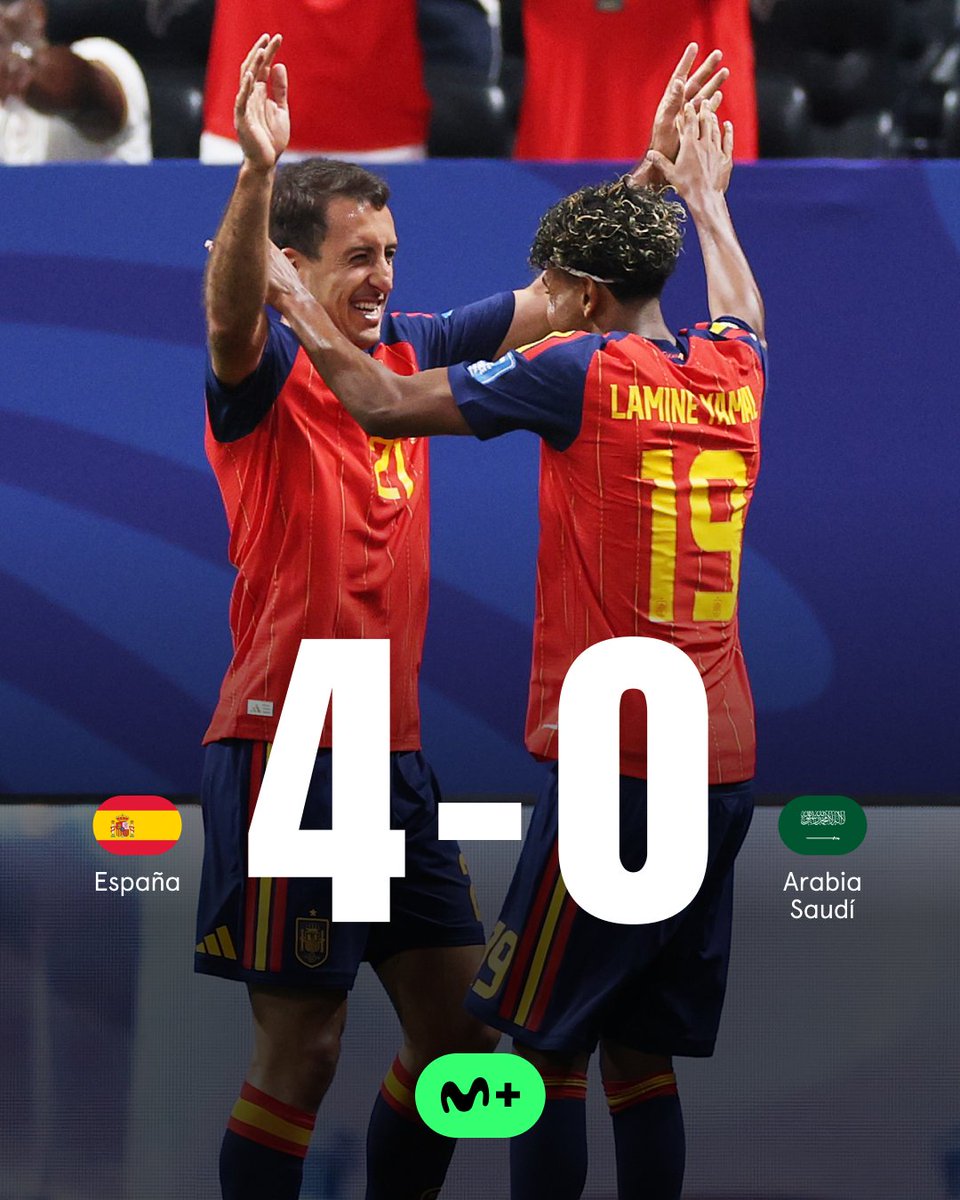 MPlusDeportes's tweet photo. 🇪🇸 Esta España está 𝒎𝒖𝒚 𝒗𝒊𝒗𝒂.

Victoria de la selección por 4-0 ante Arabia Saudí, con doblete de Oyarzabal y la irrupción de Lamine como estrella en el Mundial.

#LaCasaDelFútbol https://t.co/rQPyYgBmTI