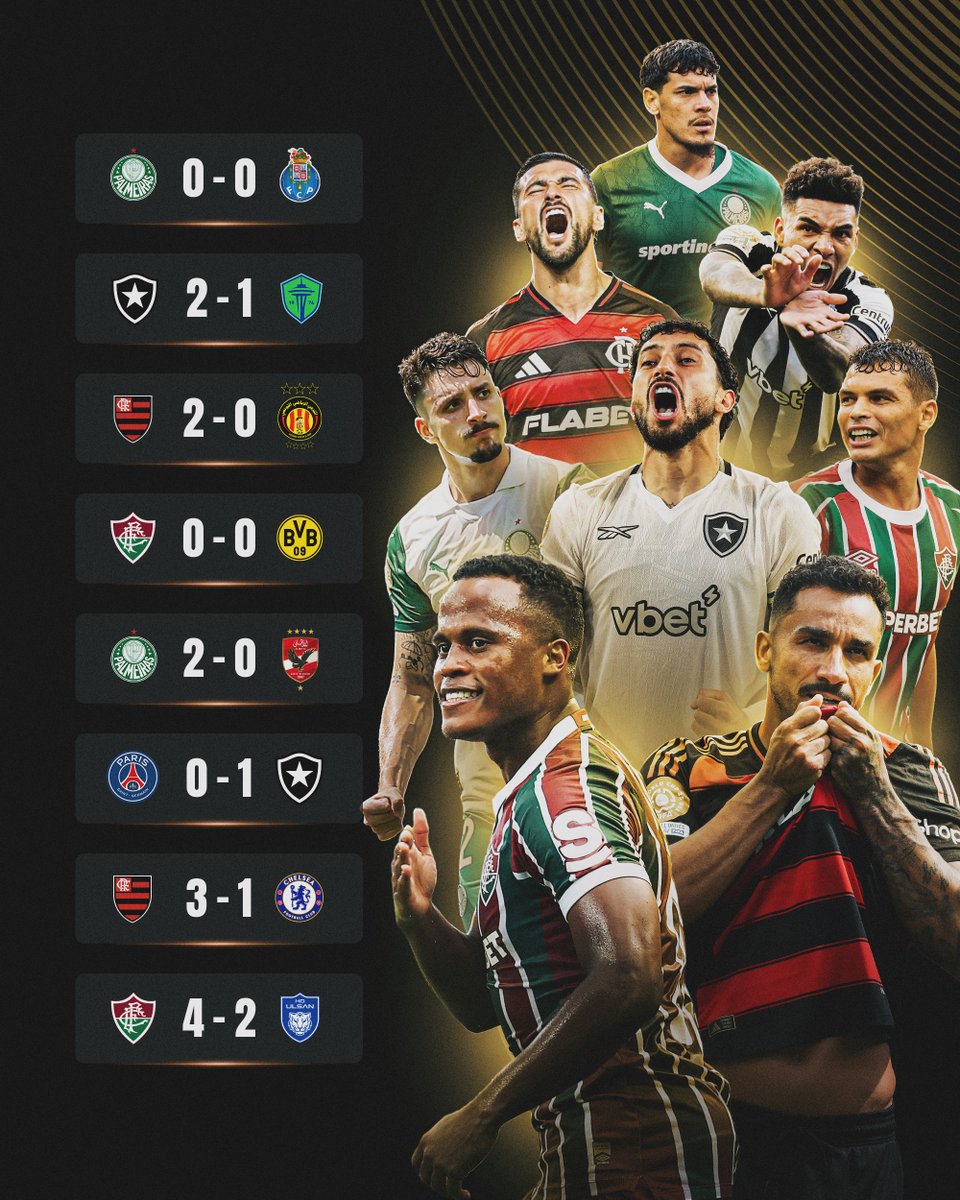 FIFACF's tweet photo. On this day in 2025, Brazilian teams had an unbeaten start to the #FIFACWC 🤯 https://t.co/W0odIPdnRl