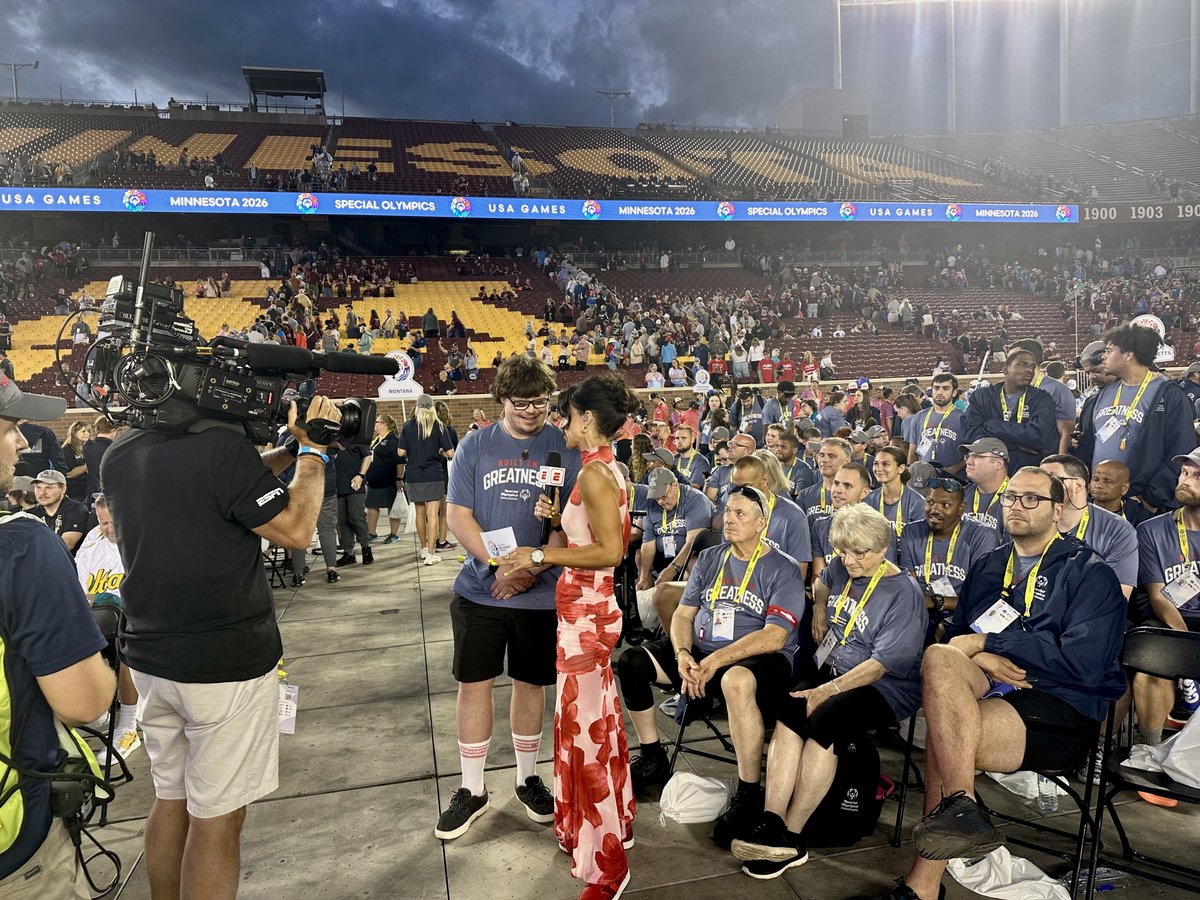 SpOlympicsMA's tweet photo. 📸 Opening Ceremonies Photo Drop! Team MA joined 52 delegations for an incredible start to the 2026 USA Games, featuring the Calling All Champions dance celebration, Jon Batiste, Demi Lovato, and the arrival of the 🔥 Flame of Hope. #USAGames2026 #CallingAllChampions https://t.co/NO9RHHzGRg