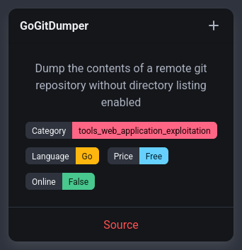 rawsec_cyber's tweet photo. New entries were added on the #Rawsec #Cybersecurity Inventory
@noraj_rawsec added
๐ FACTION by summitt
๐ favihunter by @_eremit4
๐ Rust git-dumper by @HoLLy_HaCKeR_
๐ GoGitDumper by @c__sto
https://t.co/7gbYMgToRq https://t.co/G5lBNkVb1v