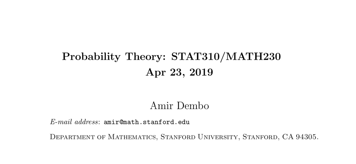 Riazi_Cafe_en's tweet photo. Stanford's “Probability Theory” lecture notes (PhD level)    

PDF:https://t.co/CsXpYAYUEU https://t.co/Y0tRRXRoSL