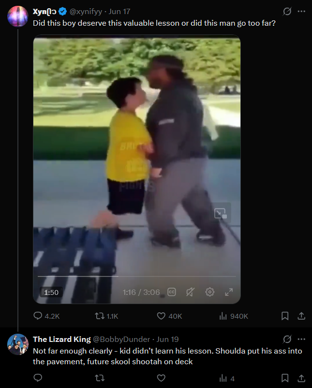 Mysticwolf59's tweet photo. @BobbyDunder @Milajoy But you are okay with wanting an adult to curb stomp a kid.
Usually the loudmouths have skeletons in their closet. Makes me wonder what a background check on you would turn up. https://t.co/rhBkCKGgmH
