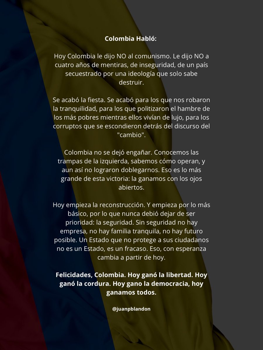 Juanpblandon15's tweet photo. Ganamos #Colombia https://t.co/eoIBSh7cco