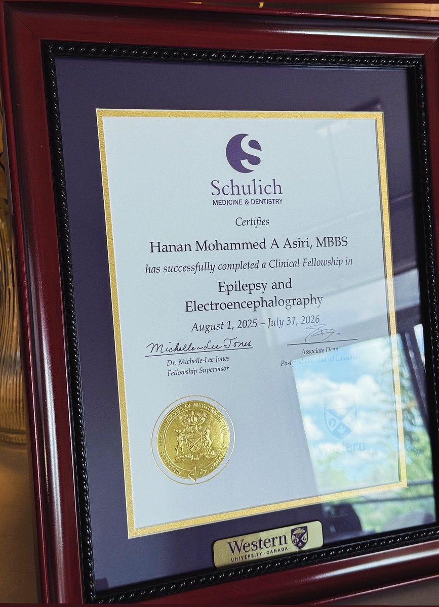 hasiri90's tweet photo. Grateful beyond words💜

I have completed my Epilepsy &amp; EEG Fellowship at @westernuEpilep 🇨🇦, surrounded by an incredible team and faculty, after an unforgettable fellowship journey at @KFMC_RIYADH 🇸🇦. Every step of this path has shaped me in so many ways. https://t.co/iS1CCgfpCO
