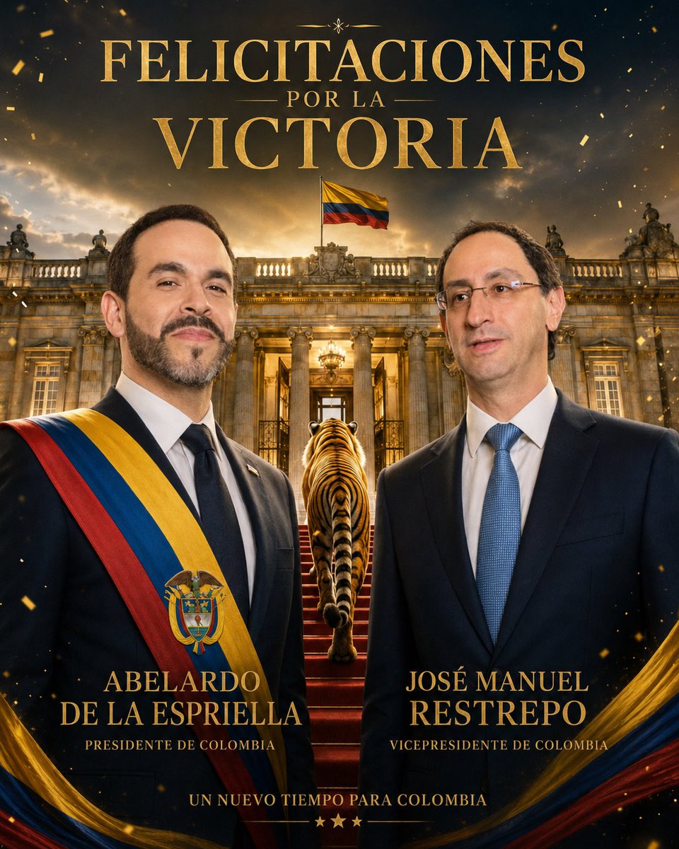 Diego_Molano's tweet photo. Felicitaciones a @ABDELAESPRIELLA Presidente (e) y @jrestrp Vicepresidente (e) por su victoria 2026-2030

A Defender la Patria ! https://t.co/hiAdldLjaL