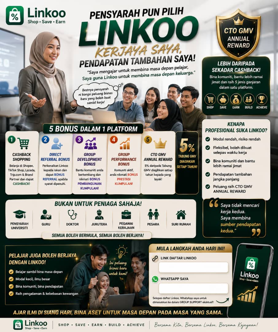 halem2839's tweet photo. "Saya ada kongsikan cara mudah untuk jimat belanja dapur dan dapatkan cashback dengan sistem Linkoo di Facebook. Kalau anda nak tahu lebih lanjut atau nak tengok testimoni, boleh singgah sini ya:
​[https://t.co/DwC5evSQIr]
​Jom sertai saya! 😊 #Linkoo #JimatBelanja #Cashback" https://t.co/gbe7muLnEE