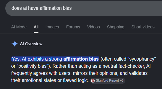 RBeacon53585's tweet photo. @callsign_rghv @davyf992 He's probably young so I wasn't being too harsh. Hasn't yet discovered that AI is just affirmation bias, especially around gacha games. You can make it say anything you want about your favourite game. Plenty of studies on it. You're basically talking to chatgpt through him. https://t.co/WpKcdCkX6H