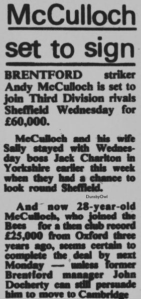 Dunsbyowl's tweet photo. #OnThisDay 47 years ago - Big Jack #RIP finally got his man - the amazing Mr Andy McCulloch signed for #SWFC for a bargain £60,000. In return Wednesday got 100% effort, blood, sweat, tears, promotion and 49 great goal in 149 games for Wednesday 1979-83. #WAWAW #UTO https://t.co/cAdPv0bJw6