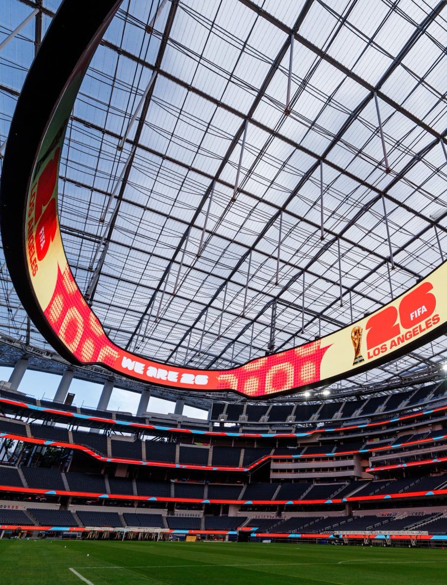sideline_garms's tweet photo. 🏟️STADIUM SPOTLIGHT 🏟️

📍Los Angeles 🇺🇸 
home to @RamsNFL and @chargers 

Schedule:
🇺🇸 v 🇵🇾 
🇮🇷 v 🇳🇿 
🇨🇭 v 🇧🇦 
🇧🇪 v 🇮🇷 
🇹🇷 v 🇺🇸 

Round of 32
Round of 32
Quarter-final

Fun Fact: The stadium boasts  the largest centerhung videoboard in the world https://t.co/Apir7XAyU7
