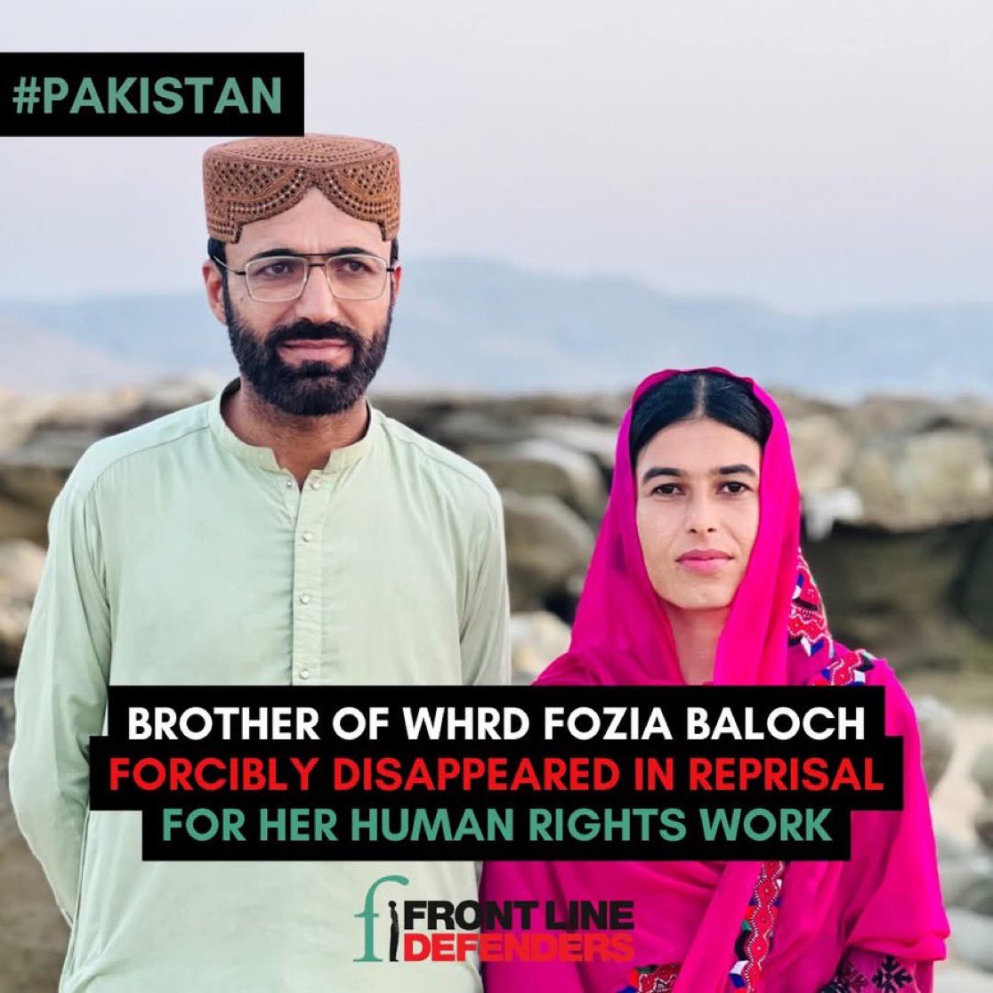 Itsbaloch_'s tweet photo. Brother of Baloch Human rights Defender @FoziaBaloch10, Dad Shah Baloch has been forcibly abducted and disappeared by Pakistani forces since two months, in reprisal for his sister's struggle for peace, prosperity and justice.

#ReleaseDaadShahBaloch https://t.co/7vmo7I9yzJ