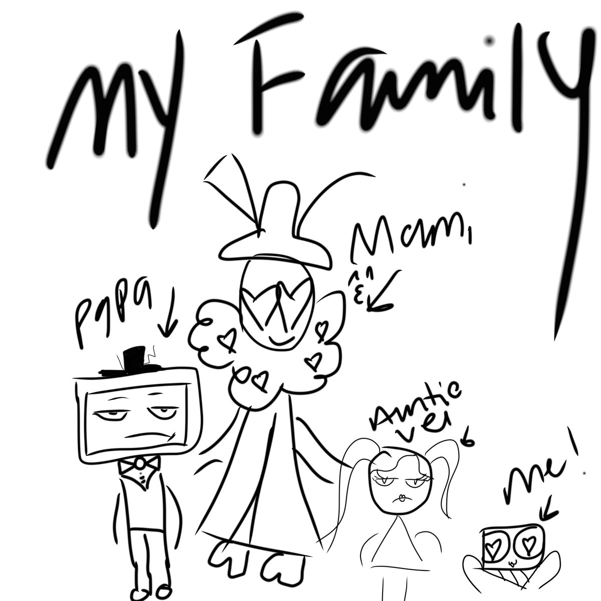 BlitzoMandy's tweet photo. Wow, baby vax drew a family portrait. (Vox said it’s not going on the fridge, Val said it is) https://t.co/yPZ11scAFK
