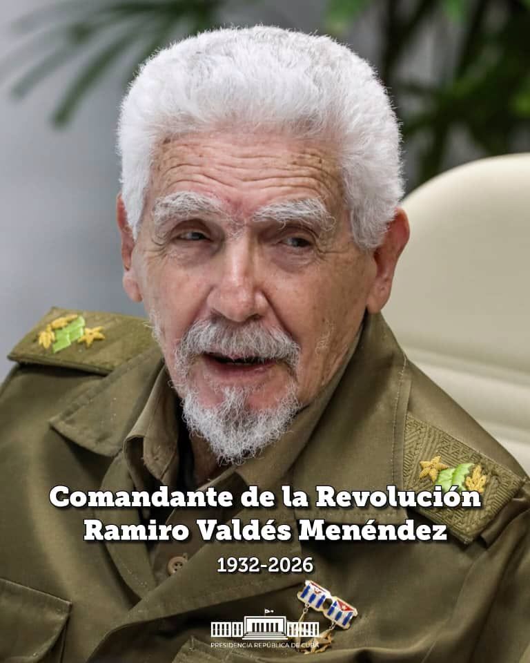 WalterBG_MES's tweet photo. El Comandante Ramiro Valdés siempre formó parte de la  #UniversidadCubana, que lo quiere y lo respeta.
Con admiración y dolor abrazamos a su esposa, nuestra  Alicia (@AAB_Cuba), a sus hijos y nietos, así como a sus compañeros más cercanos.

¡Hasta la victoria siempre Comandante! https://t.co/AryVgcNB1V