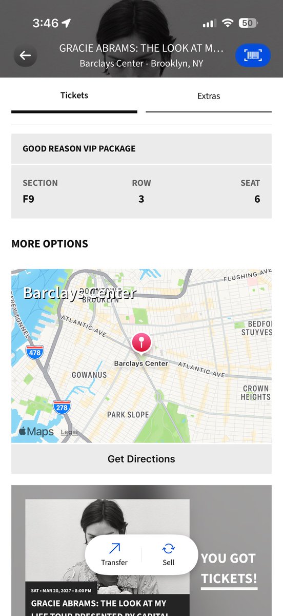 anslecat's tweet photo. Selling 1 VIP floor ticket for gracie abrams Barclays 3/20 for fv! ($525) 

tags: wts nyc gracie abrams floor vip look at my life tour https://t.co/PpkC8WBR1e