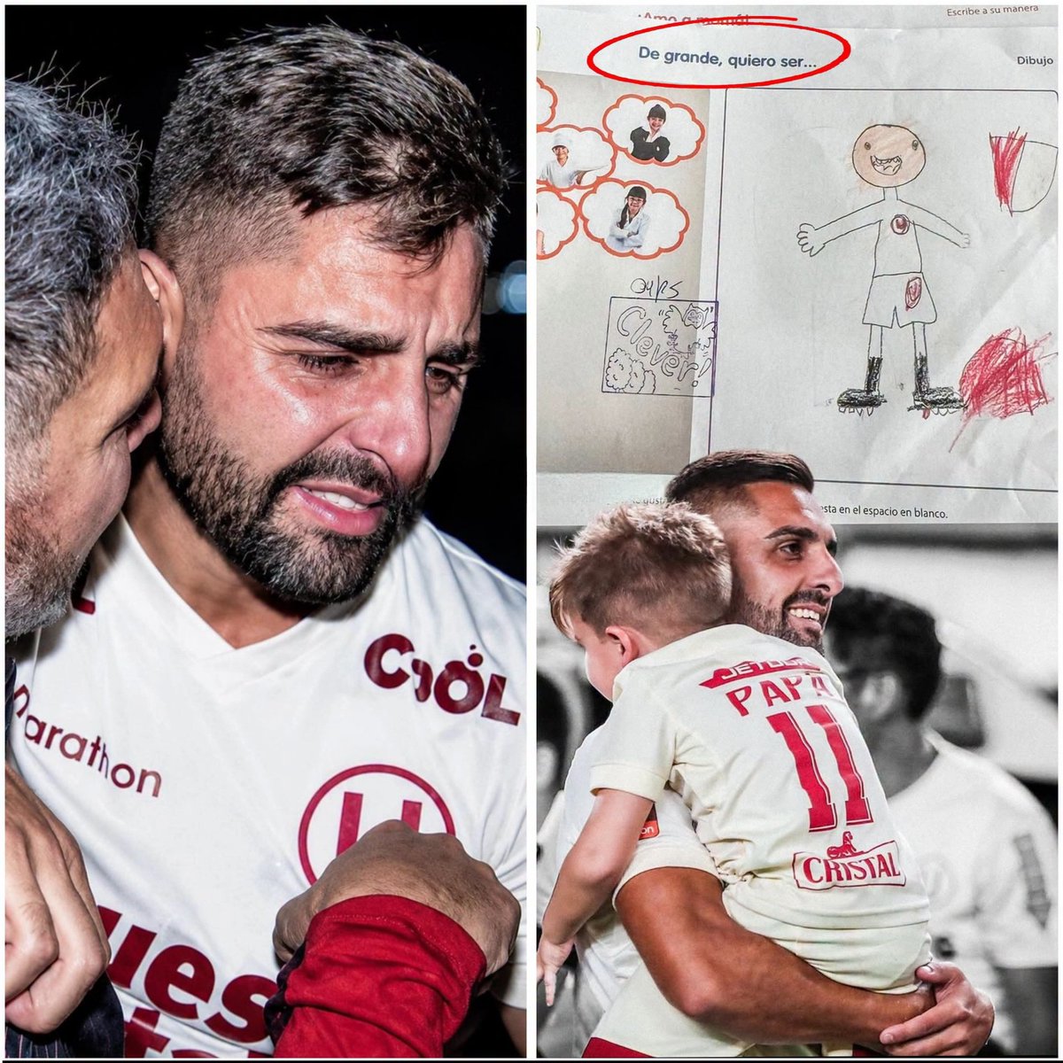 josltimpo's tweet photo. Siendo un día tan especial, recordemos este enorme gesto que tuvo el hijo de Luis Urruti con él.

Viéndolo como un héroe y su gran referente, alguien en quien quería convertirse cuando creciera.

Sin duda ‘Tito’ Urruti le mostró lo lindo que es ser jugador e hincha de la ‘U’. https://t.co/zgvEyHEe5G