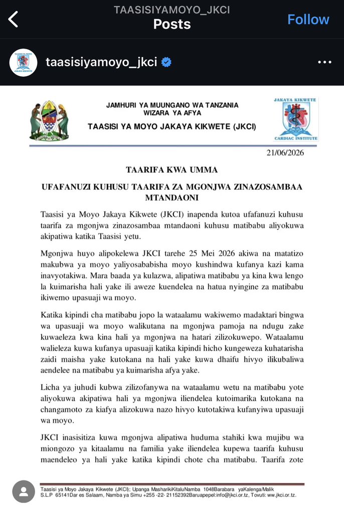 EsirEid's tweet photo. #TajiriLaKihaya 

@TaasisiMoyoJKCI kuna maswali muhimu hamjayapatia Majibu kwenye hili andiko langu!

Mmetoa taarifa ya juuu juu saana!

Kwa nini mlimuHAMISHA CHUMBA??
Kwa nn chumba mlichomhamishia mapigo ya moyo na pressure hayakua yanasoma kiusahihi…??

Hadi yule daktari wa kihindi alipokuja kupima na kipimo chake ndio tukagundua hilo na bado hamkubadilisha??

Mgonjwa wetu alikuja akiwa mzima… ila mlipomlaza tu hali kila siku ikazidi kuwa mbaya???

Kwa nn manesi kuna dawa walikuwa wanaambiwa wampe mgonjwa… ila hawampi kwa wakati hadi tena madaktari watakapopita waulizie kama kapewa ndio wampe???

Maswali ni mengi saaana…