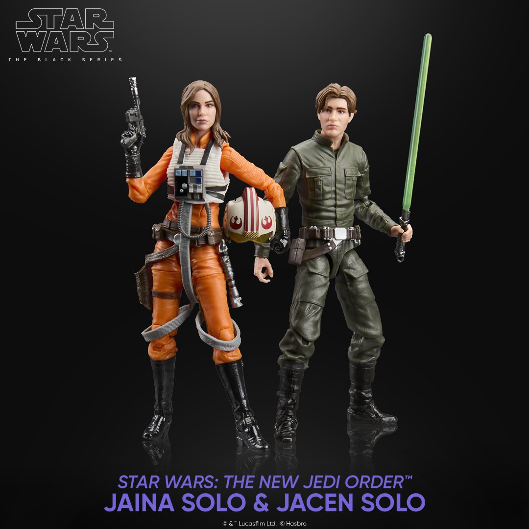 HasbroPulse's tweet photo. This #IAYFD, the next generation arrives.

Jaina Solo returns and Jacen Solo makes his Black Series debut, inspired by #STARWARS: The New Jedi Order. Pre-orders begin tomorrow at 1PM ET on #HasbroPulse. https://t.co/0hq8mkdS2O