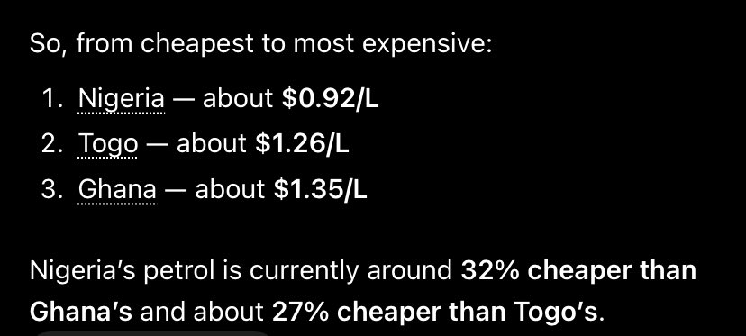 heymozeez's tweet photo. @Ol0ye is dangote actually selling fuel for cheaper to togo than naija?? https://t.co/Zm6eGwSU9I