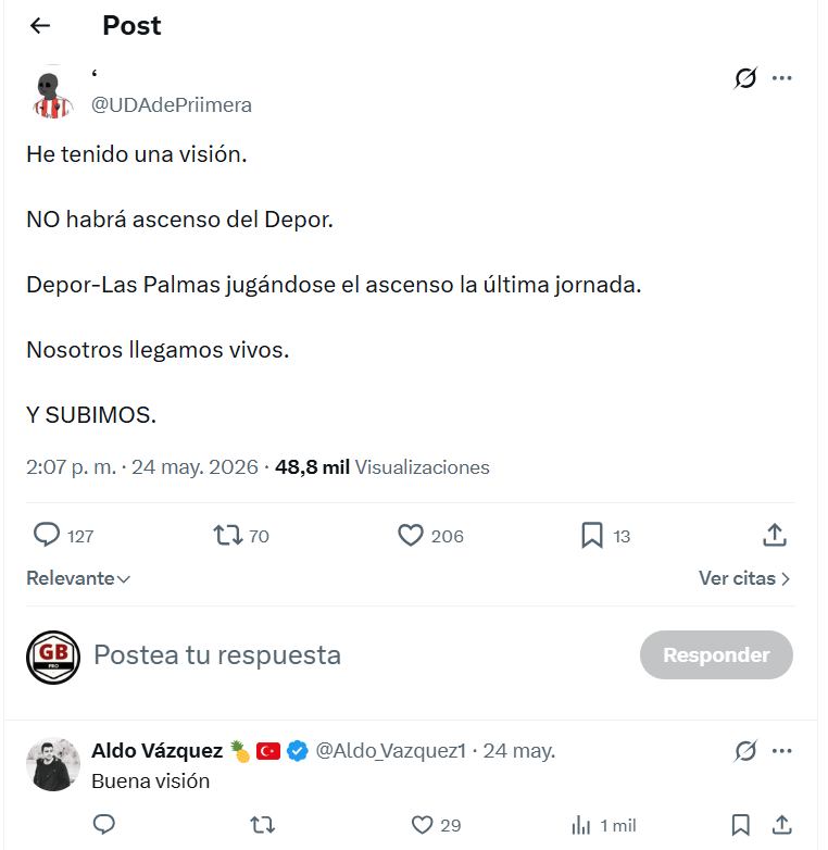 GradaCPro's tweet photo. 🚨El mismísimo @Aldo_Vazquez1🍍 sacando pecho de un tweet que envejeció mal. Nuestros dieses.

Un saludiño @U_D_Almeria https://t.co/zf90P1ScBE