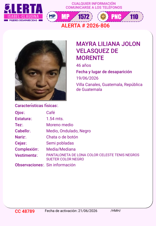 isabel_claudina's tweet photo. AlertaIsabelClaudina
📷 Ayúdenos a encontrar a
MAYRA LILIANA JOLON VELASQUEZ
Cualquier información comunicarse al teléfono  📷 1572
Gracias por difundir esta información📷 https://t.co/osBnGspIH3