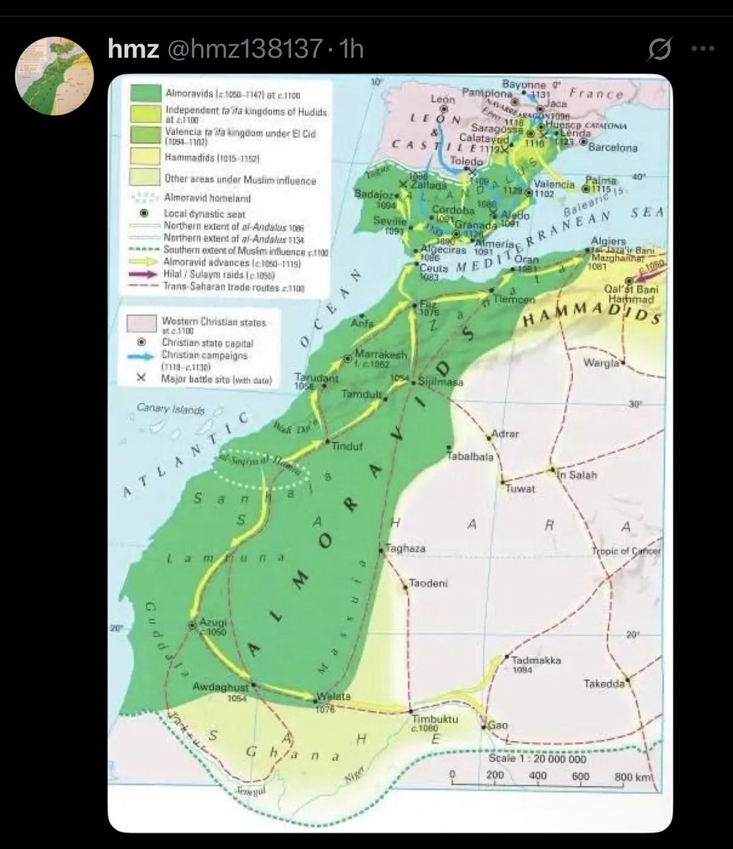 TalebSahara's tweet photo. Con sus partidos en el mundial, el nacionalismo marroquí está manifiestamente de subidón. Sus cuentas en redes se dedican estos días a publicar sus mapas coloreados del “gran marruecos” donde no solo el Sáhara es marroquí, sino también Mali, Argelia, Andalucía y Andorra. https://t.co/94mt4Hkgdj
