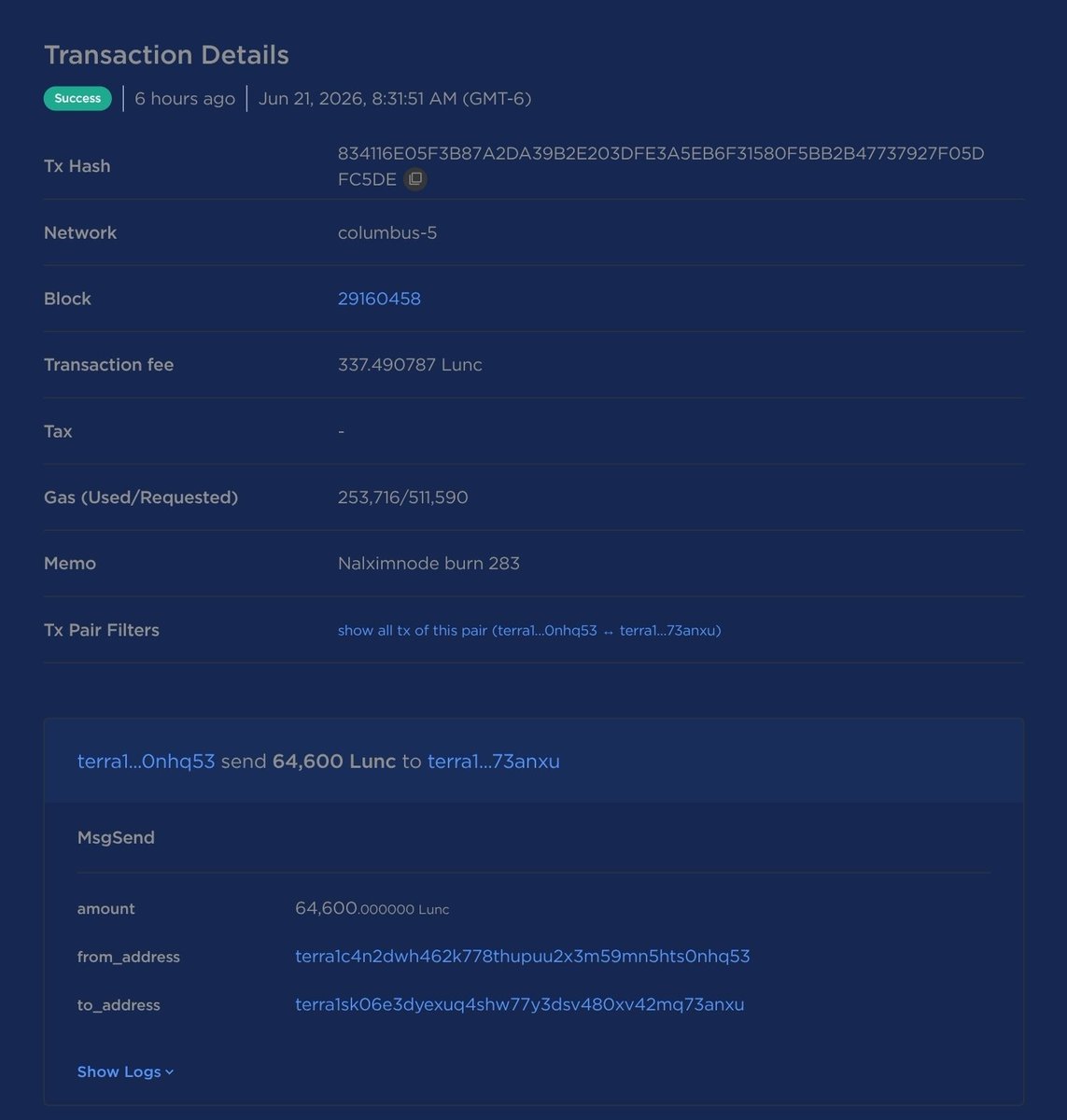 nalximnode's tweet photo. Día # 283 de nuestro compromiso con la quema. 🔥 Hoy eliminamos 64,600 $LUNC de la circulación.
​Somos el único validador que mantiene este ritmo diario. Nuestra visión es clara: aportar valor real a la red más allá de las palabras.
​Seguimos avanzando, paso a paso, construyendo #TerraClassic. 🚀💪
​#LUNCBurn #LUNC #LUNCCommunity #CryptoBurn