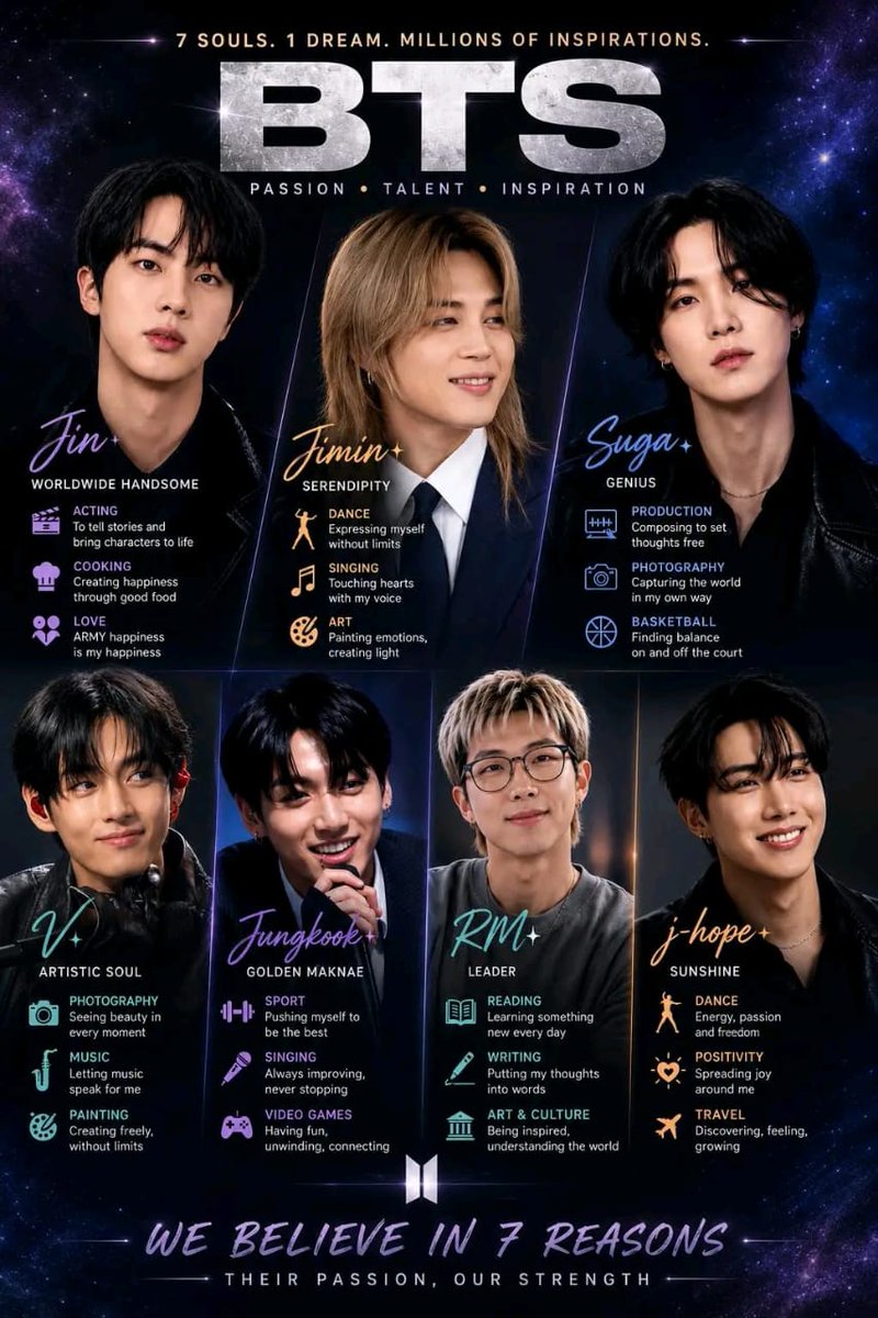 manager_Sejin22's tweet photo. These shared passions have played a significant role in shaping BTS’s identity, allowing each member to express a distinct personality while contributing to the group’s collective creativity.

RM

* Loves reading literature, poetry, and philosophy.
* Regularly visits museums https://t.co/HSRtccLnjw
