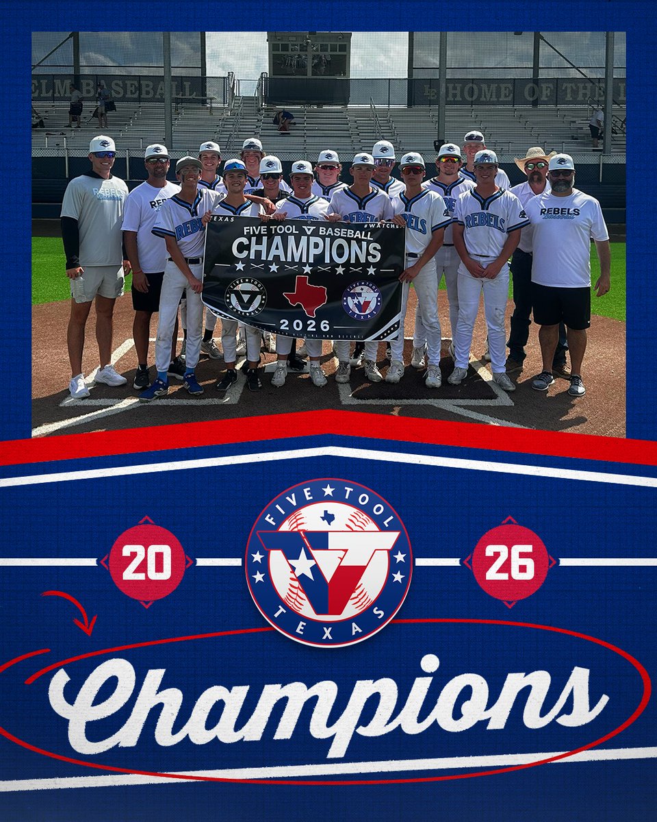 FiveToolTexas's tweet photo. 🏆CHAMPIONS🏆

Congrats to @WTRbaseball2026 on winning the 16U Division of the @FiveToolTexas DFW Showdown Satellite Series!

#WatchEm https://t.co/iEfcVj3QbT