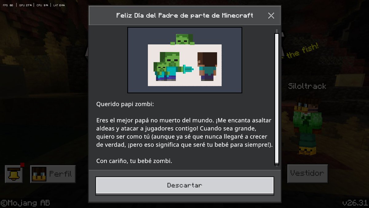 siloltrack's tweet photo. El mensaje de hoy al entrar en minecraft ❤️❤️❤️ https://t.co/51Dq0LOR5v