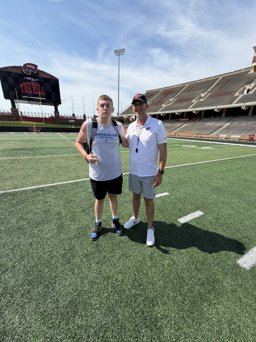 chuffman7334's tweet photo. Had a great camp today at @WKUFootball  a lot of great work and help today thanks @CoachBernardi74 @Coach_Helton https://t.co/w0LdaORcsj