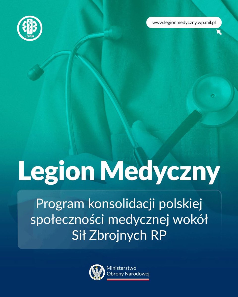 WCRLodz's tweet photo. 🇵🇱🩺 Rekrutacja do #LegionMedyczny trwa!

Masz wykształcenie lub doświadczenie medyczne i chcesz realnie wzmocnić bezpieczeństwo zdrowotne kraju?

Legion Medyczny to inicjatywa łącząca cywilnych specjalistów z potrzebami Siły Zbrojne RP.

🌐 Więcej:
https://t.co/DoQslgBjxj https://t.co/qg7ZdkXlD2