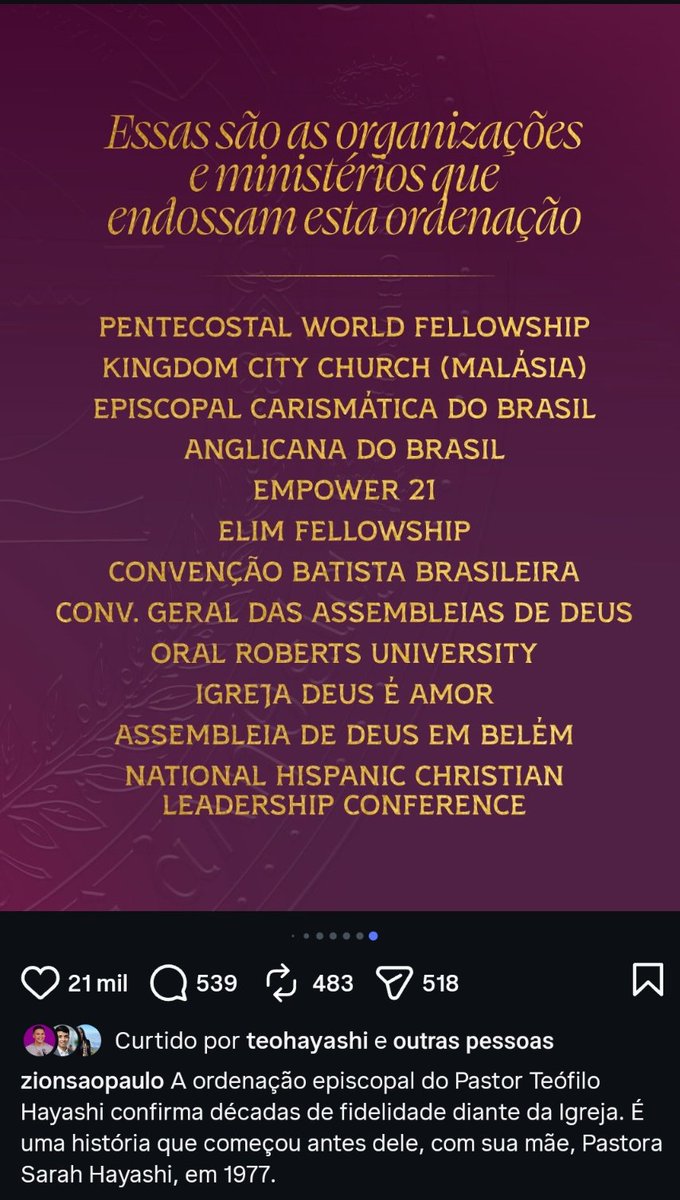 ojoaoburti's tweet photo. Perdão pela ignorância, mas como assim uma ordenação episcopal de uma igreja não-denominacional endossada por Igreja Anglicana, Convenção Batista e outras??

Qual a natureza desse endosso? https://t.co/Vnos5PpeC4