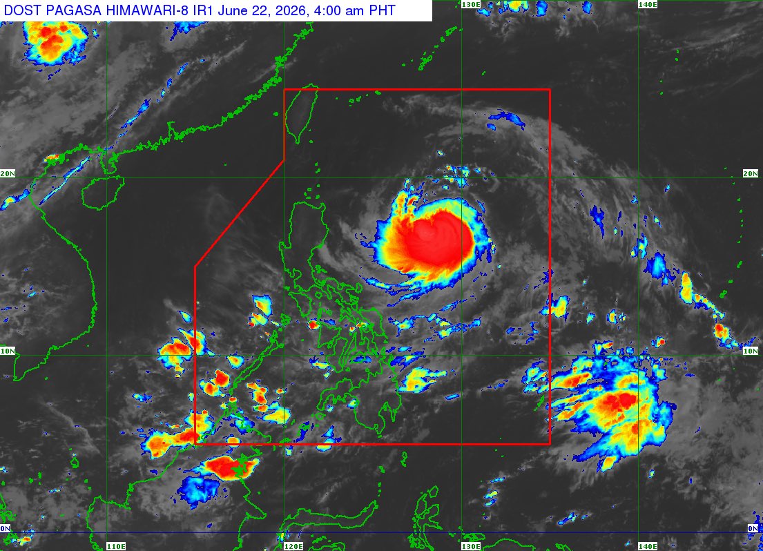 arielrojasPH's tweet photo. BAGYO UPDATE #FranciscoPH
5AM, June 22, 2026

Wind signal no. 1 up in 2 areas as Typhoon Francisco intensifies further

At 4 a.m., it was located 715 km east of Tiguegarao City, Cagayan. It packs winds of 140 kph with gusts up to 170 kph and is moving west northwestward at 30 kph https://t.co/cjO3y8BeJb