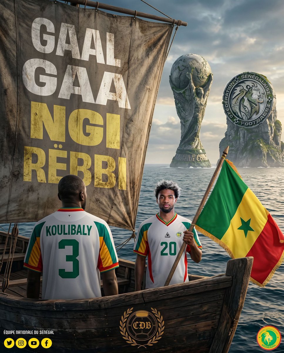 elzoc18's tweet photo. 🇸🇳⛵️ Gaal gaa ngi rëbbi.

Peu importe les vagues, le Sénégal garde le cap. ❤️💚💛

🦁🇸🇳 Le voyage continue, ensemble vers nos rêves.

#TeamSenegal #Gaindes #WorldCup2026 https://t.co/3XuLqEeruy
