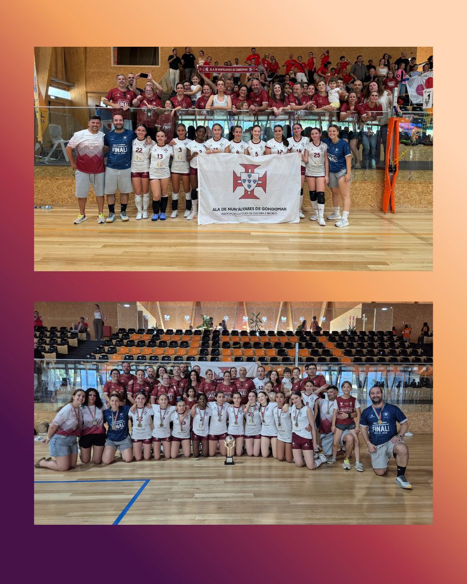 AlaGondomar's tweet photo. MINI B FEMININO – CAMPEÃS NACIONAIS!! 🏆 

Esta foi uma época em que ninguém conseguiu parar estas mini atletas.  

Foram vitórias atrás de vitórias, culminando neste dia do Encontro Nacional de Mini-Voleibol, disputado na Amora - Seixal.  

Parabéns, campeãs! Vocês merecem! 🦾 https://t.co/KYQe0161H0