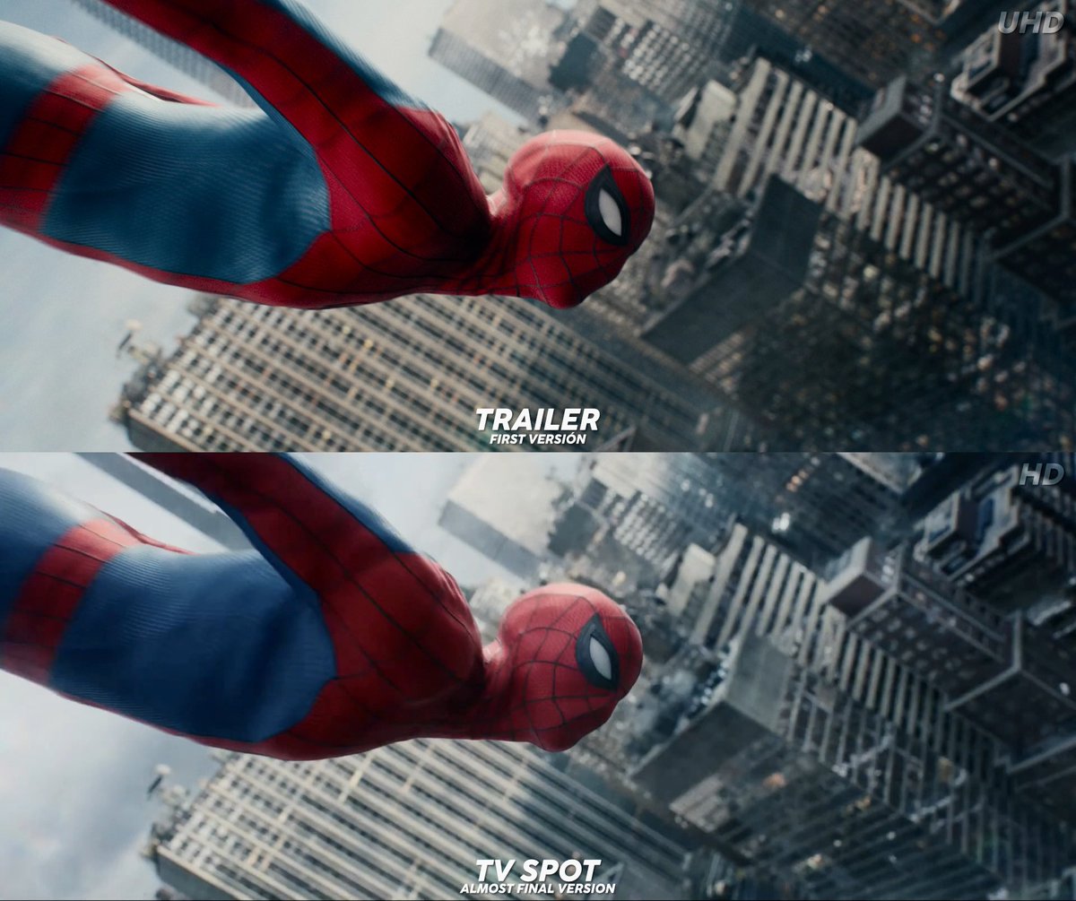 MCUSpideyShots's tweet photo. All the changes to the VFX in some scenes of Spider-Man Brand New Day over time.

First trailer VS New TV Spot/2nd trailer https://t.co/gifsitqisE